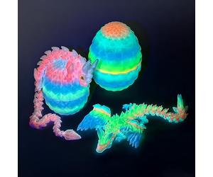 Lohoee 2Set Printed Dragon Eggs with Dragon Inside, Glow in The Dark Articulated Fidget 3D Printed Animals for Collectors, Creative Funny Gift, Easter Egg Fillers Toys or Decoration