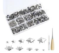 Lohoee 700Pcs 4mm/6mm/8mm/10mm/12mm Square Pyramid Studs,Silver Punk Metal Spike Studs for Clothing Bag Leather Shoes Dog Collar Accessories