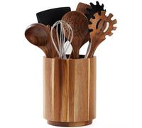 LOHONER Acacia Wood Utensil Holder, 360° Rotating, Large Countertop Organizer, Farmhouse Kitchen Decor