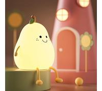 Lohoom Cute Smile Pear Night Light, Warm Light USB Charging Mini Table Lamp Bedroom Decor Kids Dimmable Silicone Nursery Lamp With Touch Sensor, One Size