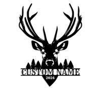 LohxA Custom Deer Name Sign, Personalized Metal Wall Art, Home Deer Hunter Surname Sign, Customize Your Name, Rustic 12x18 inches