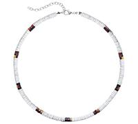 LOHZAQ White Puka Chip Shell Choker with Lava Stone Hawaiian VSCO Necklace, 16", Zinc, No Gemstone