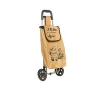 LOIBUYZ 25L Collapsible Lightweight Shopping Trolley - Large Folding 2 Wheels Push/Pull Shopping Cart for Easy Storage (Beige)