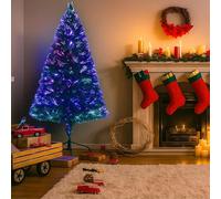 LOIBUYZ Christmas Tree, Premium Artificial Green Xmas Tree - Foldable Bushes Pine Tree, 2FT, 2.6FT, 3FT, 4FT, 5FT, 6FT Xmas Home Decorations, Metal Stand (Fiber Optic, 6FT)