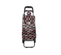 LOIBUYZ Shopping Trolley on Wheels - 20L Collapsible Lightweight Shopping Trolley - Large Folding 2 Wheels Push/Pull Shopping Cart for Easy Storage (Floral Black)