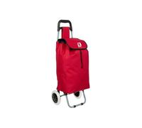 LOIBUYZ Shopping Trolley on Wheels - 24L Collapsible Lightweight Shopping Trolley - Large Folding 2 Wheels Push/Pull Shopping Cart for Easy Storage (Red)