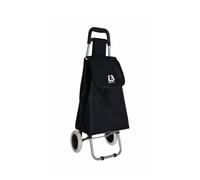 LOIBUYZ Shopping Trolley on Wheels -24L Collapsible Lightweight Shopping Trolley - Large Folding 2 Wheels Push/Pull Shopping Cart for Easy Storage (Black)