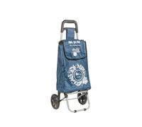 LOIBUYZ Shopping Trolley on Wheels - 25L Collapsible Lightweight Shopping Trolley - Large Folding 2 Wheels Push/Pull Shopping Cart for Easy Storage (Navy Blue)