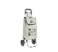 LOIBUYZ Shopping Trolley on Wheels - 25L Collapsible Lightweight Shopping Trolley - Large Folding 2 Wheels Push/Pull Shopping Cart for Easy Storage (Cream)