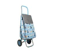 LOIBUYZ Shopping Trolley on Wheels - 40L Collapsible Lightweight Shopping Trolley - Large Folding 2 Wheels Push/Pull Shopping Cart for Easy Storage (Crazy Cat Blue)