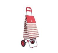 LOIBUYZ Shopping Trolley on Wheels - 40L Collapsible Lightweight Shopping Trolley - Large Folding 2 Wheels Push/Pull Shopping Cart for Easy Storage (Red Home Bistro)