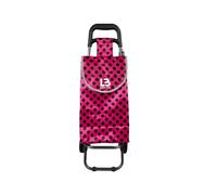 LOIBUYZ Shopping Trolley on Wheels - 45L Collapsible Lightweight Shopping Trolley - Large Folding 2 Wheels Push/Pull Shopping Cart for Easy Storage (Polkadot/Pink)