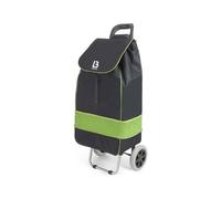LOIBUYZ Shopping Trolley on Wheels - 53L Collapsible Lightweight Shopping Trolley - Large Folding 2 Wheels Push/Pull Shopping Cart for Easy Storage (Black Lime)