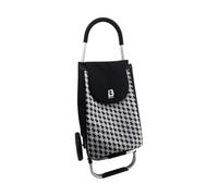LOIBUYZ Shopping Trolley on Wheels - 55L Collapsible Lightweight Shopping Trolley - Large Folding 2 Wheels Push/Pull Shopping Cart for Easy Storage (Dogtooth Aluminium)