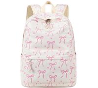 LOIDOU Backpack for Girls School Backpacks Bookbags for Elementary Middle School Women Laptop Backpacks, Bow Tie Beige, 17.7" x 12.2" x 5.9"