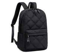 LOIDOU School Backpack for Teen Girls Quilted Bookbags Elementary High School Laptop Bags Women Travel Casual Daypacks, Qulited Black, L, Backpack for Teenage Girls