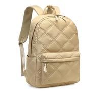 LOIDOU School Backpack Girls & Boys Teenagers Lightweight Backpack Women for School Water-Repellent Daypack Bookbag College Work, Quilted Kahki, L, Casual