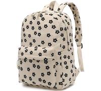 LOIDOU School Backpack Girls & Boys Teenagers Lightweight Backpack Women for School Water-Repellent Daypack Bookbag College Work, Black floral core velvet, L