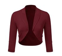 LOIJMK Cardigan Women's 3/4 Sleeve Bolero Women's Festive Elegant Bridal Jacket Funky Shoulder Jacket Women's Open Front Tops Outerwear Women Casual Shrug Top Boleros Women Front Open Leisure Jacket