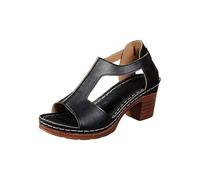 LOIJMK Comfortable Soft Sole Sandals for Women Soft Non Tired Feet Roman Sandals with Thick Heel and High Heels Tango Shoes Women 40, black, 10 UK