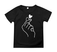 LOIJMK Cute as a Heart Finger Neutral Children's Pullover Crew Neck Short Sleeve T-Shirt Top for Children Girls Long Sleeve Shirt, black, 7-8 Jahre