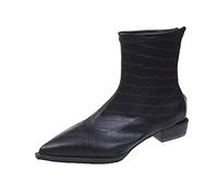 LOIJMK Fashion Autumn Winter Women's Ankle Boots Low Heel Pointed Toe Textured Zip Comfortable with Pearls Women Black, black, 5 UK