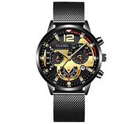 LOIJMK Fashion Sport Men's Stainless Case Quartz Analog Wrist Watch Map Watch (A, One Size)