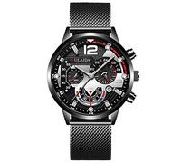 LOIJMK Fashion Sport Men's Stainless Case Quartz Analog Wrist Watch Map Watch (F, One Size)