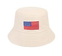 LOIJMK Herren- und Damen-Sommermode, lässig, Sonnenschutz, amerikanische Flagge, Sterne und Streifen, zum Spielen, Fischerhut, Basin-Hut Strand Outfit Damen (Beige, One Size)