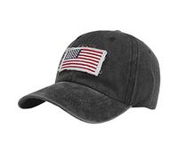 LOIJMK Men Women Hat Baseball Cap Independence Day Flag Denim Buckle Outdoor Sun Visor Partner Look Father Caps, black, One Size
