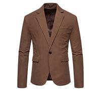 LOIJMK Men's Suit Jacket Sporty Leisure: Blazer Suit Jacket Lapels Plain Suit Jackets Office Suit with One Button Business Blazer Coat Jackets Classic Blazer Coat Blazer Jackets, coffee, M