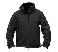 LOIJMK Oversized Outdoor Jacket Men's Plain Hood Sweat Jacket Full Zip with Zip Pockets Winter Jacket Thick Warm Winter Coat with Multi Pockets Military Jacket, black, L