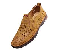 LOIJMK Oxford Shoes Men's Black Business Shoes Casual Breathable Suit Shoes Flat Low Shoes Comfortable Mosquito Shoes Casual Shoes for Men Spring and Summer, khaki, 9 UK