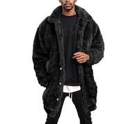 LOIJMK Plush Jacket Men's Fluffy Coat Soft Teddy Fleece Jacket Men's Winter Warm Outdoor Jacket Funky Coat Long Men Transition Jacket Outerwear Men's Jacket Winter Jacket Outerwear Leisure Jacket,