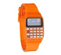 LOIJMK Silicone Multi Time Electronic Wrist Calculator Watch 20mm Watch Bracelet (Orange, One Size)