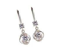 LOIJMK - Studded temperament with four leaves, creative selling earrings, hot long earrings, yellow stud earrings, one size, Alloy Steel, No Gemstone