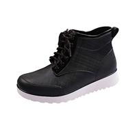 LOIJMK Wellington Boots Women's Men's Half Height Rain Boots Rain Shoes Waterproof Safety Boots Rain Boots Work Shoes Garden Boots Work Boots Protective Shoes Lace-Up Shoes Slip-On Boots, black, 9 UK
