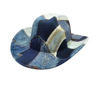 LOIJMK Western Cowboy Hat for Men and Women, Wide Brim Cowboy Hat for Costume, Fancy Dress, Cosplay, Kissing The Cowboy (Light Blue, M)