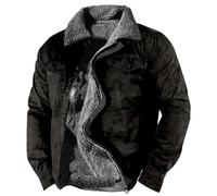 LOIJMK Winterjacke Herren GefüTterte Warm Freizeitjacke Khaki Oversize Steppjacke ReißVerschluss Wintermantel Revers Mit Brusttasche Thermojacke Windjacke Outdoorjacke