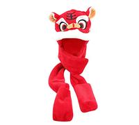 LOIJMK Women's Child Three-in-One Hooded Hat Ear Flaps Hat Long Scarf Gloves Set Winter Ear Flaps Hat Scarf Gloves Set Windproof TigerThemed Set Ear Flaps, red, One Size