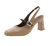 LOIJMK Women's Classic Wedge Heels Sandals Open Toe High Heel Zipper Back Platform Block Chunky Heels Dress Shoes Women's Shoes Winter Boots Lined, khaki, 5 UK