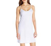 LOIJMK Women's Full Slip Basic Not Adjustable Spaghetti Strap Lingerie Under Dress Nightwear Lingerie with Boy Shorts (White, L)