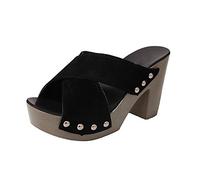 LOIJMK Women's Sandals with Heel, Summer Fish Mouth Wedge Sandals, Platform Sandals, Elegant Funky Platform Sole, Wedge Heel, Women's Shoes, Fish Mouth High Heel Shoes, High-Heeled Dress Shoes, black,