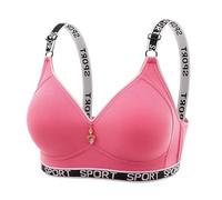 LOIJMK Women's Sexy Lace Bra with Button Placket on the Back, Shaping Cups, Adjustable Shoulder Strap, Large Underwired Bra Things, Red (watermelon red), XL