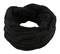 LOIJMK Women's Winter Loop Scarf, Knitted Fine Knit Scarf, Winter Knitted Scarf, Loop Scarf, Plain with Wave Pattern, Knitted Tube Scarf, Warm Wool Knitted Loop, Unisex, black, One size