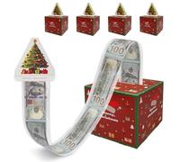 LOINFE Christmas Money Box for Cash Gift,Christmas Pull Surprise Money Gift Box for Kids Girlfriend Presents,Money Cake Pull out Cash and 50pcs Transparent Bags (5 Christmas Money Box-Red)