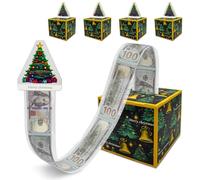 LOINFE Christmas Money Box for Cash Gift,Christmas Pull Surprise Money Gift Box for Kids Girlfriend Presents,Money Cake Pull out Cash and 50pcs Transparent Bags (5 Christmas Money Box-Green)