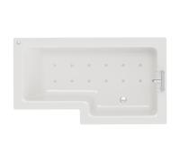 Loire 12 Jet Chrome Easifit Right Hand L Shaped Shower Bath with Front Bath Panel | White | Acrylic | 1500mm