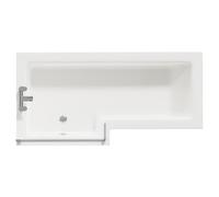 Loire Left Hand L Shaped Shower Bath with Bath Screen and Front and End Bath Panel | Gloss White | Acrylic | 1700mm
