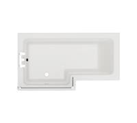 Loire Left Hand L Shaped Shower Bath with Bath Screen and Front Bath Panel | White | Acrylic | 1500mm